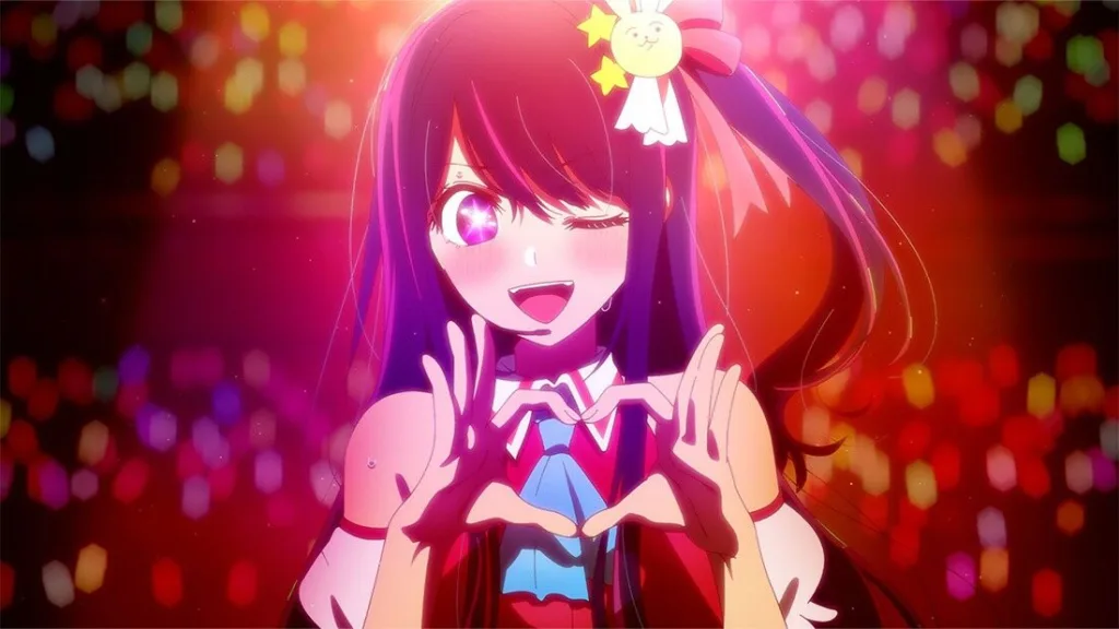 Ai Hoshino, doing a heart sign.
Trending anime right now