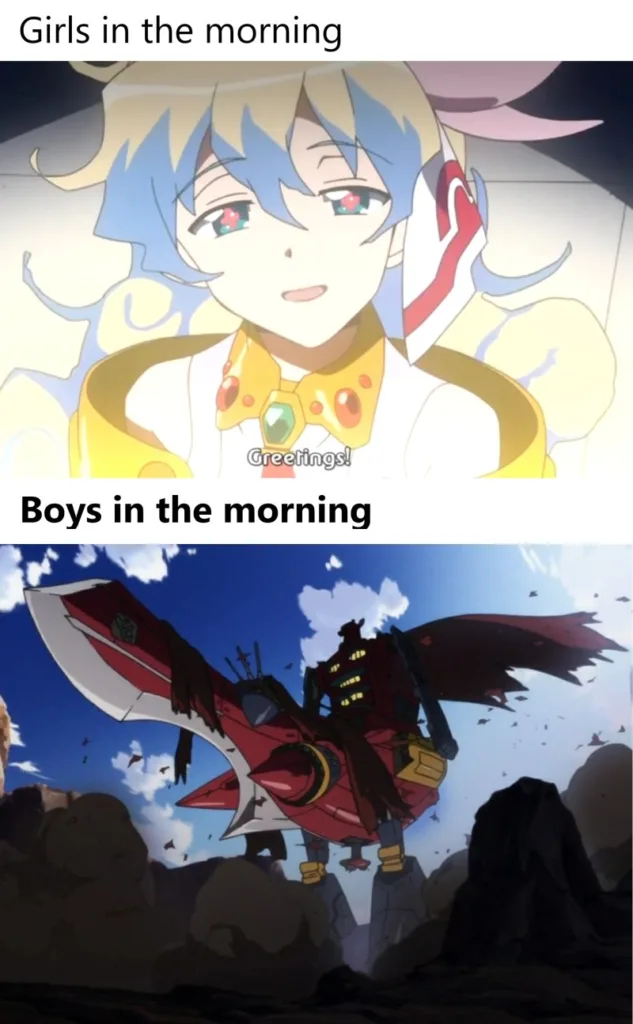 Gurren Lagann Memes, Girls vs. boys in the morning